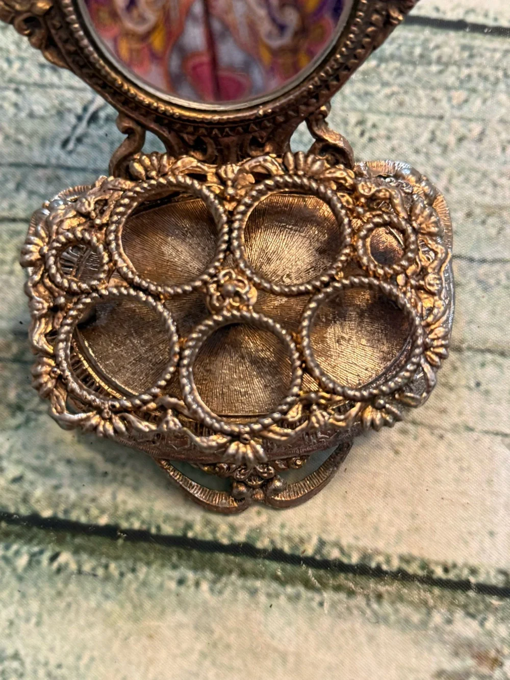 Vintage Celeste Hollywood Regency lipstick holder with mirror.